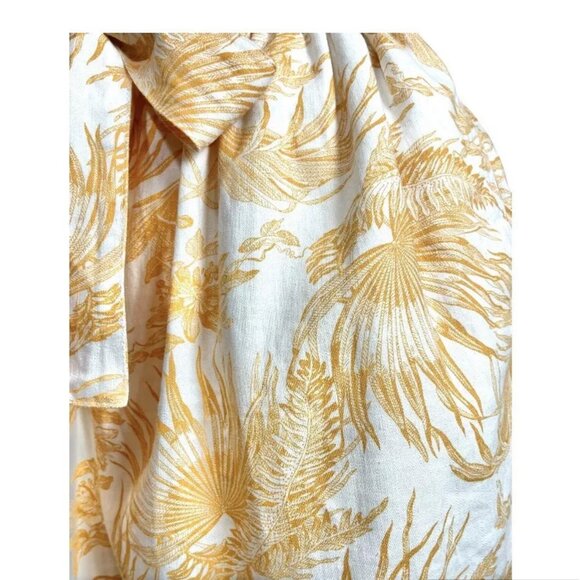 Ophelia Roe Short XL Linen Rayon Orange Tropical Hawaiian Floral Ruffle Tie Belt - Picture 3 of 6